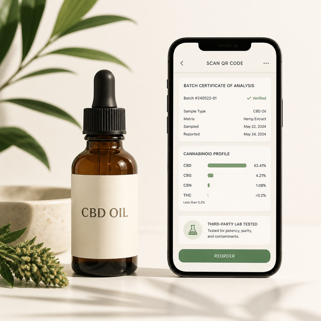 Transformulas MIRACLE beauty product with SmartLinks mobile app interface