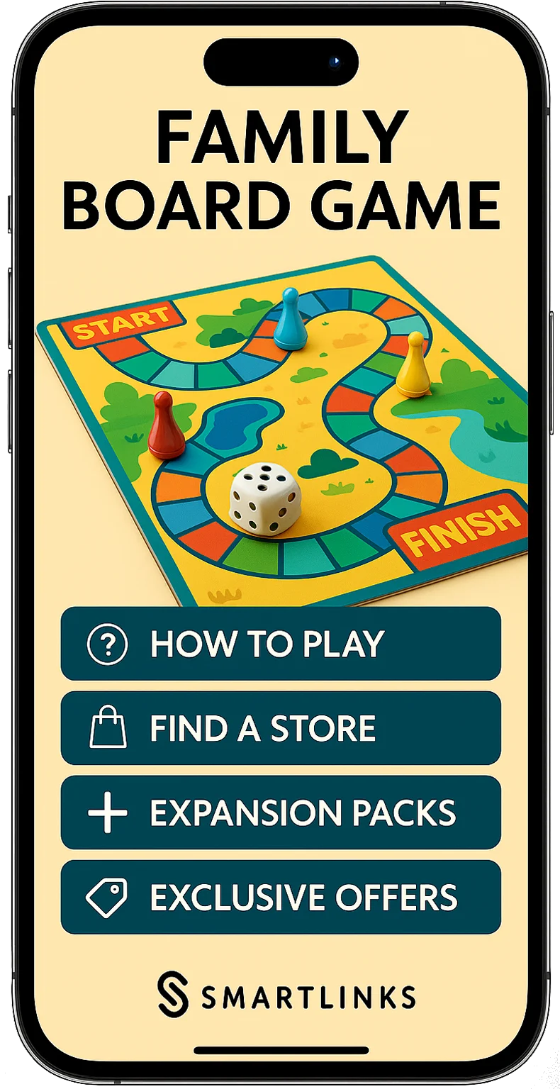 Connected board game, puzzle or figure kit with SmartLinks digital product passport — example 2
